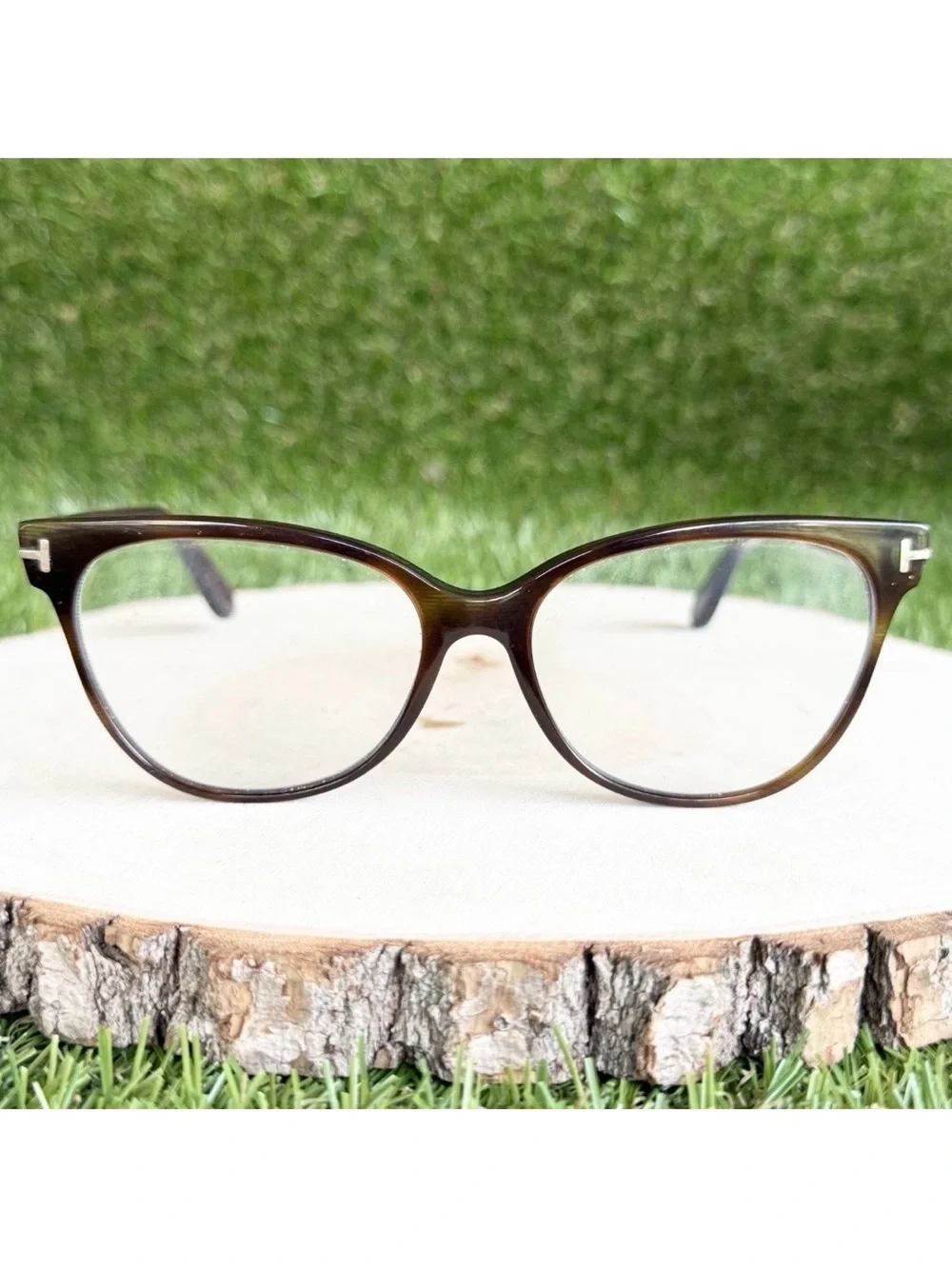 Tom Ford Eyeglasses Cat-Eye Frame TF5291 Havana Brown Green Red Stripe 55-16-140